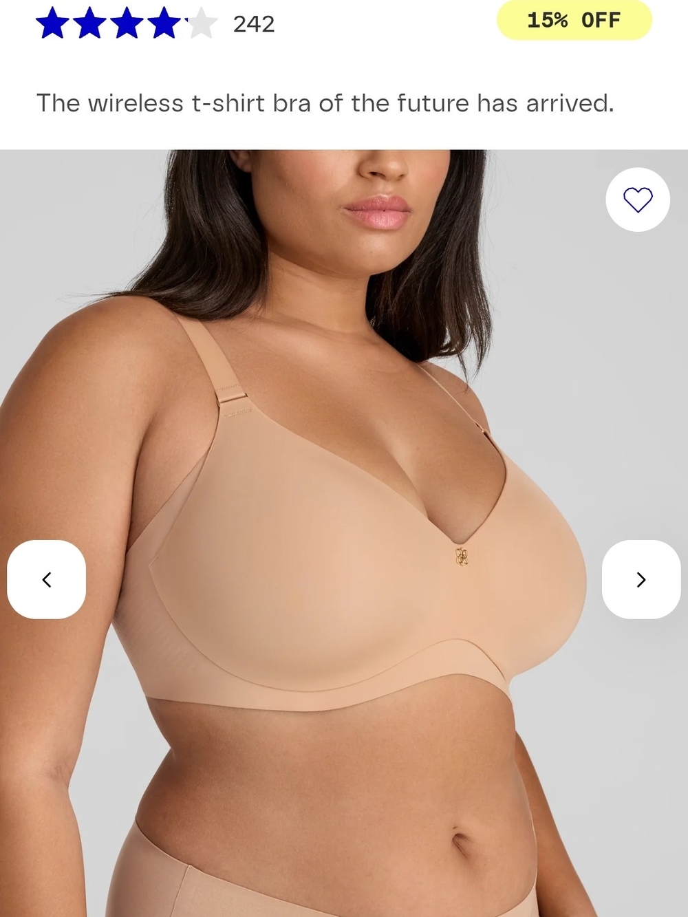 Honeylove CloudEmbrace Bra 34D Sand Nude Wireless T-Shirt Bra